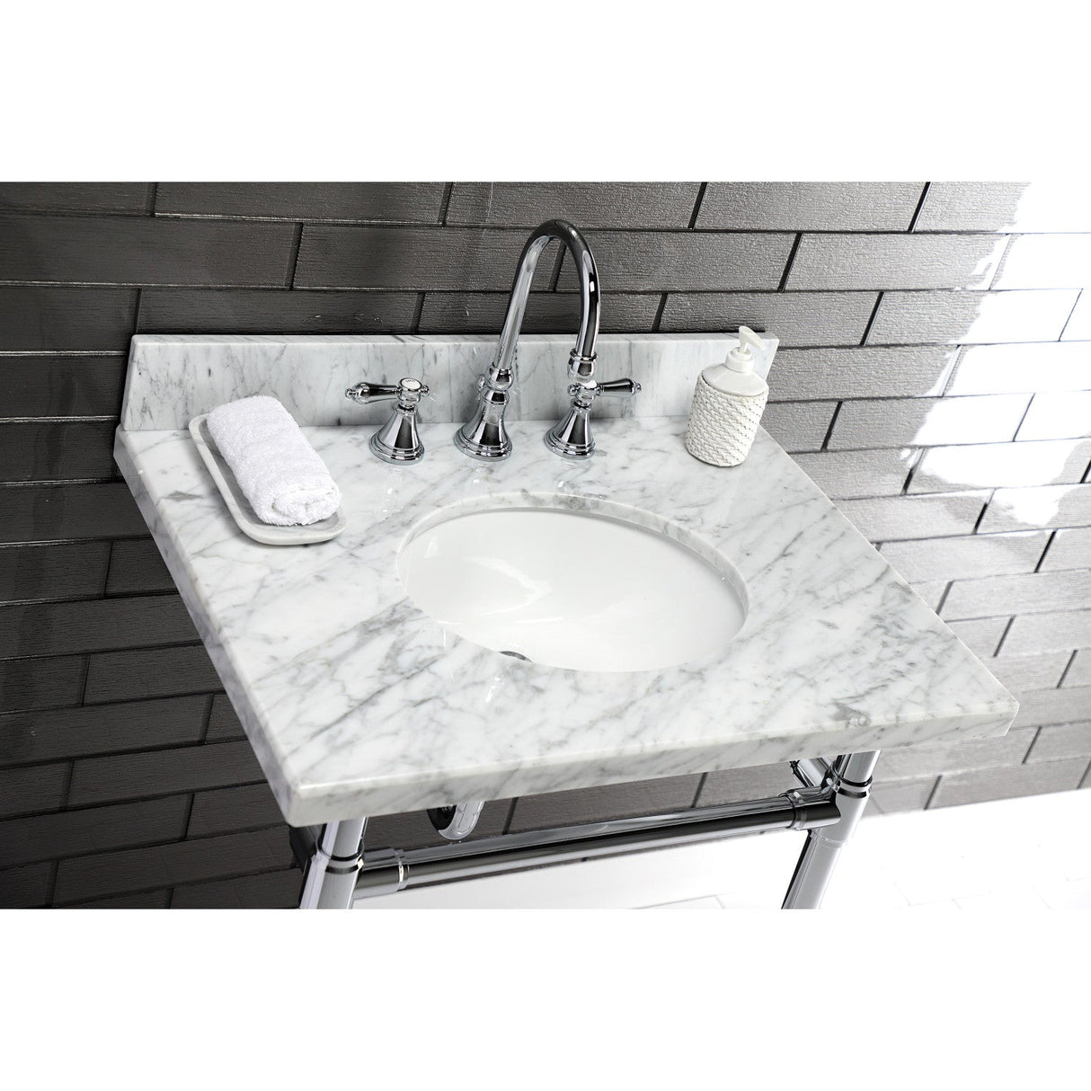 Templeton KVPB3022M38 Marble Vanity Sink Top, Carrara Marble