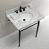 Edwardian KVPB3022M80 Console Sink, Marble White/Matte Black