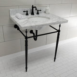 Edwardian KVPB3022M80 Console Sink, Marble White/Matte Black