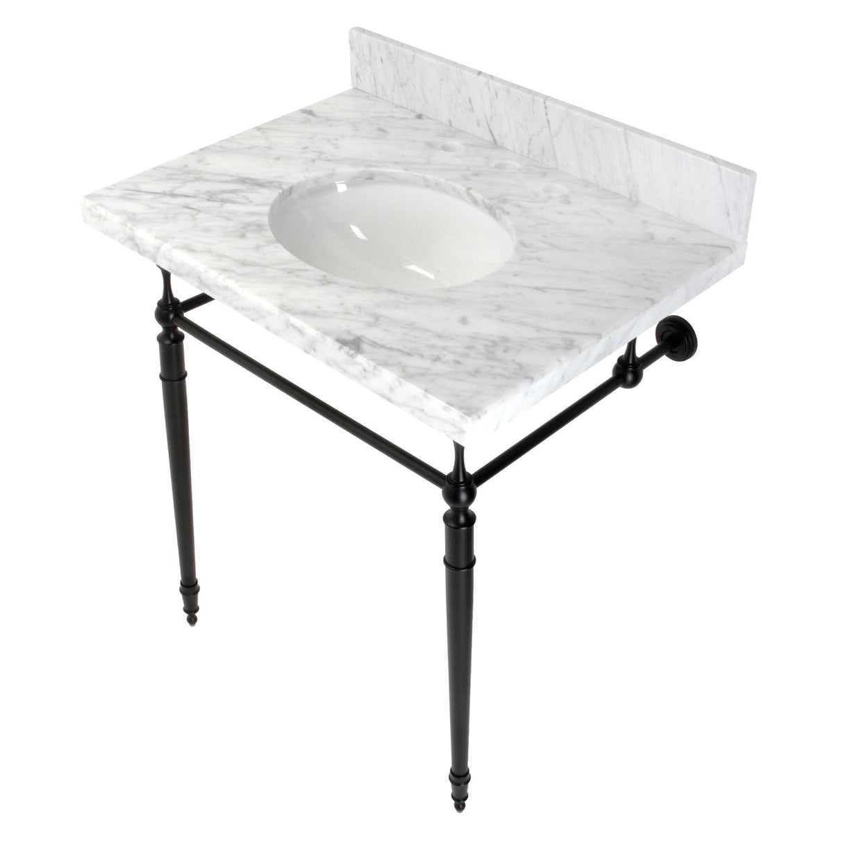 Edwardian KVPB3022M80 Console Sink, Marble White/Matte Black