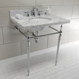 Edwardian KVPB3022M81 Console Sink, Marble White/Polished Chrome