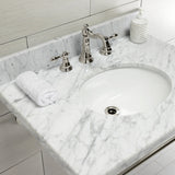 Edwardian KVPB3022M86 Console Sink, Marble White/Polished Nickel