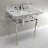 Edwardian KVPB3022M86 Console Sink, Marble White/Polished Nickel