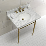 Edwardian KVPB3022M87 Console Sink, Marble White/Brushed Brass