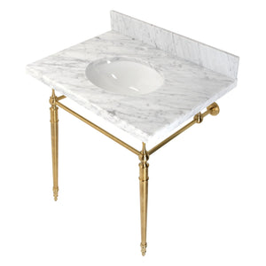 Edwardian KVPB3022M87 Console Sink, Marble White/Brushed Brass