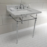 Edwardian KVPB3022M8SQ1 Console Sink, Marble White/Polished Chrome