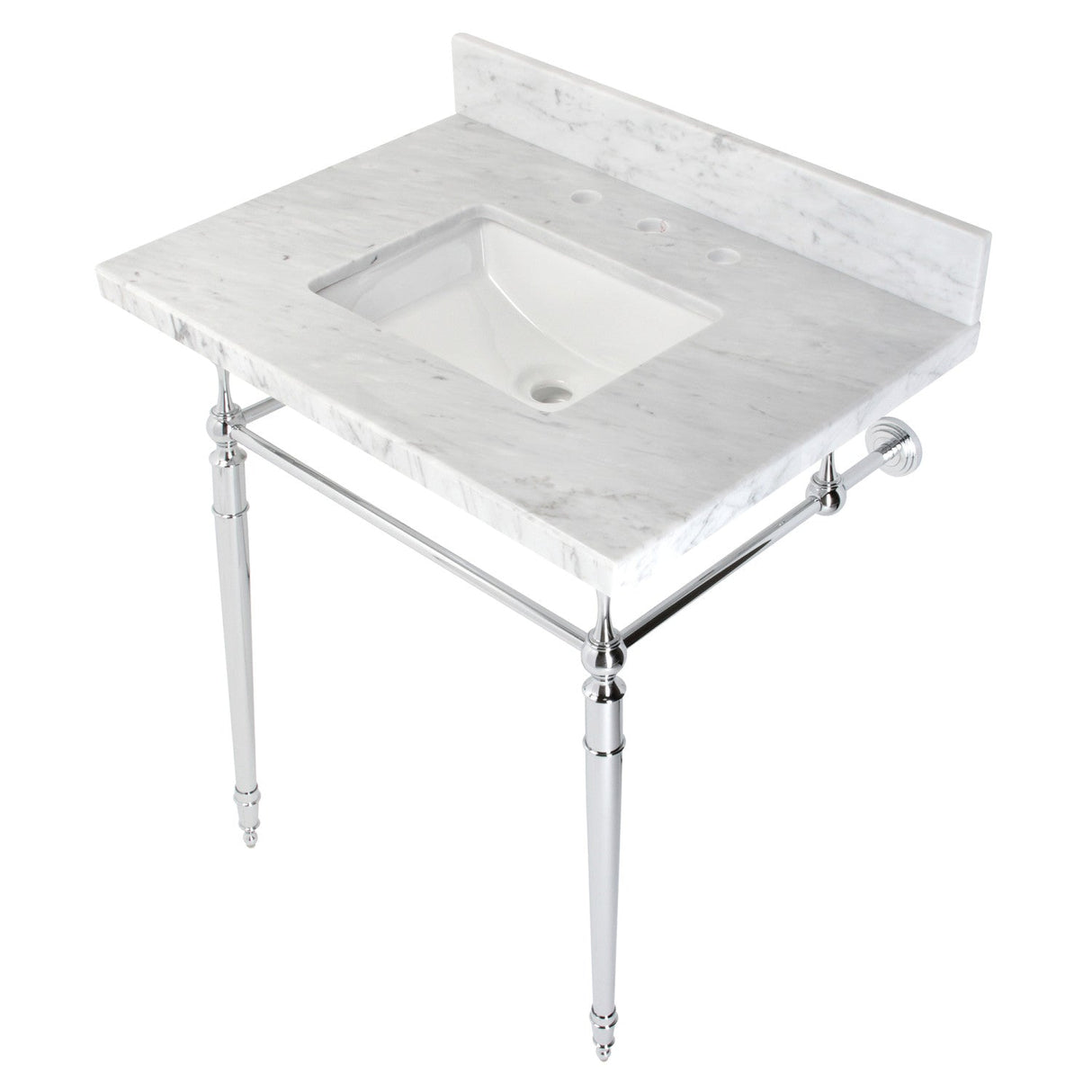 Edwardian KVPB3022M8SQ1 Console Sink, Marble White/Polished Chrome