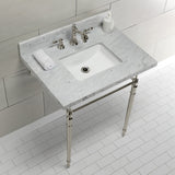 Edwardian KVPB3022M8SQ6 Console Sink, Marble White/Polished Nickel