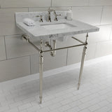 Edwardian KVPB3022M8SQ6 Console Sink, Marble White/Polished Nickel