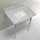 Edwardian KVPB3022M8SQ6 Console Sink, Marble White/Polished Nickel