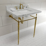 Edwardian KVPB3022M8SQ7 Console Sink, Marble White/Brushed Brass