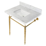 Edwardian KVPB3022M8SQ7 Console Sink, Marble White/Brushed Brass