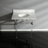 Fauceture KVPB3030MA6 30-Inch Marble Console Sink with Acrylic Feet, Carrara Marble/Polished Nickel