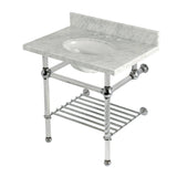 Templeton KVPB3030MAB1 30-Inch Console Sink with Acrylic Legs (8-Inch, 3 Hole), Carrara Marble/Polished Chrome