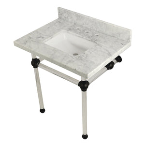 Fauceture KVPB3030MASQ0 30-Inch Marble Console Sink with Acrylic Feet, Carrara Marble/Matte Black