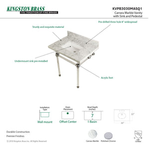 Fauceture KVPB3030MASQ1 30-Inch Marble Console Sink with Acrylic Feet, Carrara Marble/Polished Chrome