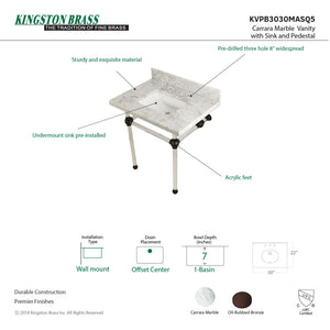 Fauceture KVPB3030MASQ5 30-Inch Marble Console Sink with Acrylic Feet, Carrara Marble/Oil Rubbed Bronze