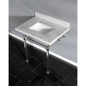 Fauceture KVPB3030MASQ6 30-Inch Marble Console Sink with Acrylic Feet, Carrara Marble/Polished Nickel