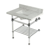 Templeton KVPB3030MASQB1 30-Inch Console Sink with Acrylic Legs (8-Inch, 3 Hole), Carrara Marble/Polished Chrome