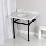 Fauceture KVPB3030MB0 30-Inch Marble Console Sink with Brass Feet, Carrara Marble/Matte Black
