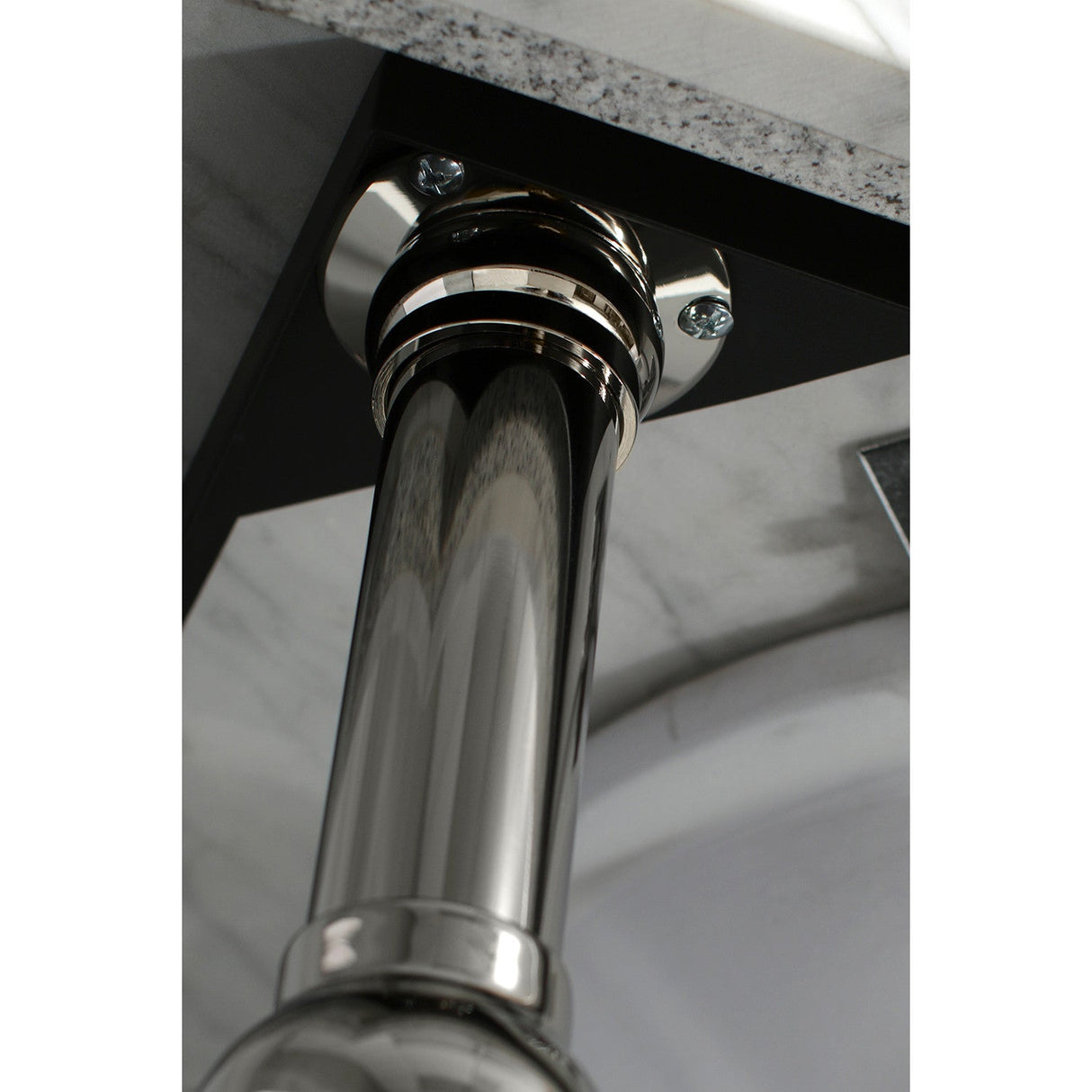 Fauceture KVPB3030MB6 30-Inch Marble Console Sink with Brass Feet, Carrara Marble/Polished Nickel