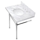 Dreyfuss KVPB30M81ST Console Sink, Marble White/Polished Chrome