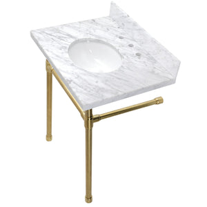 Dreyfuss KVPB30M87ST Console Sink, Marble White/Brushed Brass