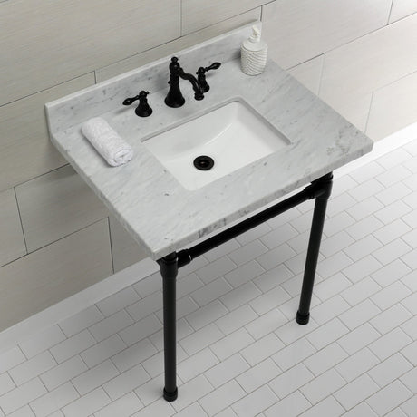 Dreyfuss KVPB30M8SQ0ST Console Sink, Marble White/Matte Black