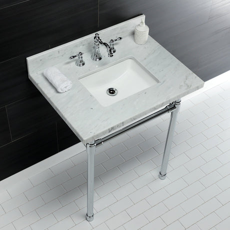 Dreyfuss KVPB30M8SQ1ST Console Sink, Marble White/Polished Chrome