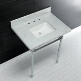 Dreyfuss KVPB30M8SQ1ST Console Sink, Marble White/Polished Chrome