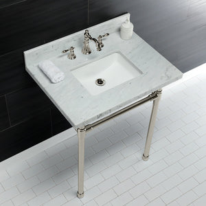 Dreyfuss KVPB30M8SQ6ST Console Sink, Marble White/Polished Nickel