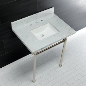 Dreyfuss KVPB30M8SQ6ST Console Sink, Marble White/Polished Nickel