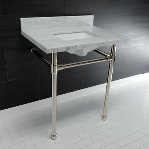 Dreyfuss KVPB30M8SQ6ST Console Sink, Marble White/Polished Nickel