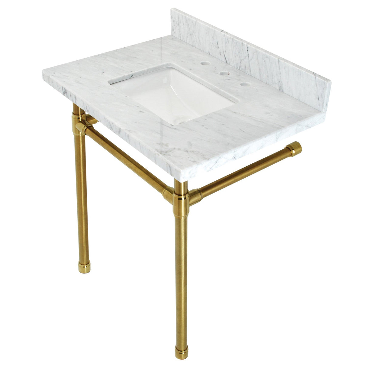 Dreyfuss KVPB30M8SQ7ST Console Sink, Marble White/Brushed Brass