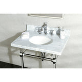 Fauceture KVPB30MA1 30-Inch Marble Console Sink with Acrylic Feet, Carrara Marble/Polished Chrome