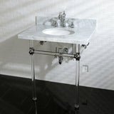 Fauceture KVPB30MA1 30-Inch Marble Console Sink with Acrylic Feet, Carrara Marble/Polished Chrome