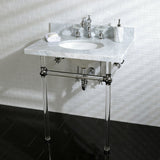 Fauceture KVPB30MA1 30-Inch Marble Console Sink with Acrylic Feet, Carrara Marble/Polished Chrome