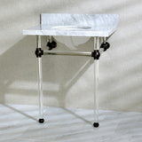 Fauceture KVPB30MA5 30-Inch Marble Console Sink with Acrylic Feet, Carrara Marble/Oil Rubbed Bronze