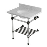 Templeton KVPB30MAB5 30-Inch Console Sink with Acrylic Legs (8-Inch, 3 Hole), Carrara Marble/Oil Rubbed Bronze