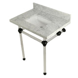 Fauceture KVPB30MASQ0 30-Inch Marble Console Sink with Acrylic Feet, Carrara Marble/Matte Black