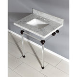 Fauceture KVPB30MASQ5 30-Inch Marble Console Sink with Acrylic Feet, Carrara Marble/Oil Rubbed Bronze