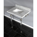 Fauceture KVPB30MASQ6 30-Inch Marble Console Sink with Acrylic Feet, Carrara Marble/Polished Nickel