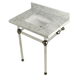 Fauceture KVPB30MASQ6 30-Inch Marble Console Sink with Acrylic Feet, Carrara Marble/Polished Nickel