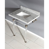 Fauceture KVPB30MASQ8 30-Inch Marble Console Sink with Acrylic Feet, Carrara Marble/Brushed Nickel