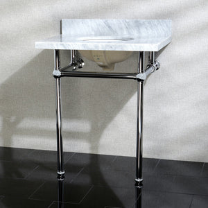 Fauceture KVPB30MB1 30-Inch Marble Console Sink with Brass Feet, Carrara Marble/Polished Chrome