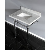 Fauceture KVPB30MBSQ1 30-Inch Marble Console Sink with Brass Feet, Carrara Marble/Polished Chrome