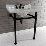 Fauceture KVPB30MOQ0 30-Inch Carrara Marble Console Sink, Marble White/Matte Black