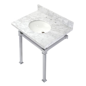 Fauceture KVPB30MOQ1 30-Inch Carrara Marble Console Sink, Marble White/Polished Chrome