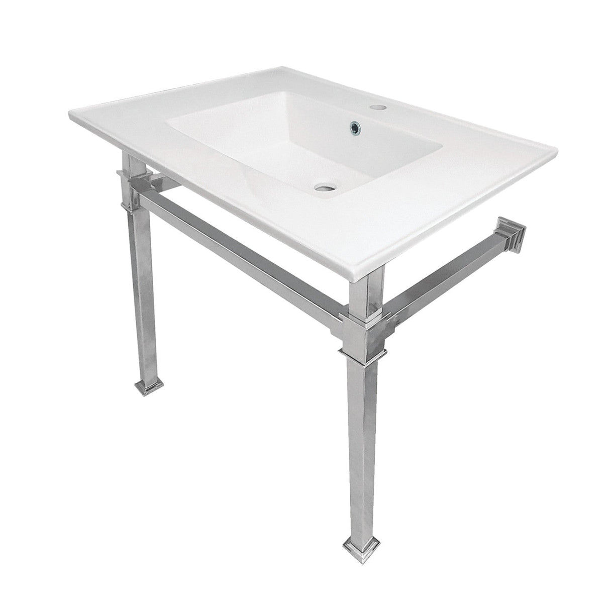 Fauceture KVPB31221Q1 31-Inch Ceramic Console Sink, White/Polished Chrome