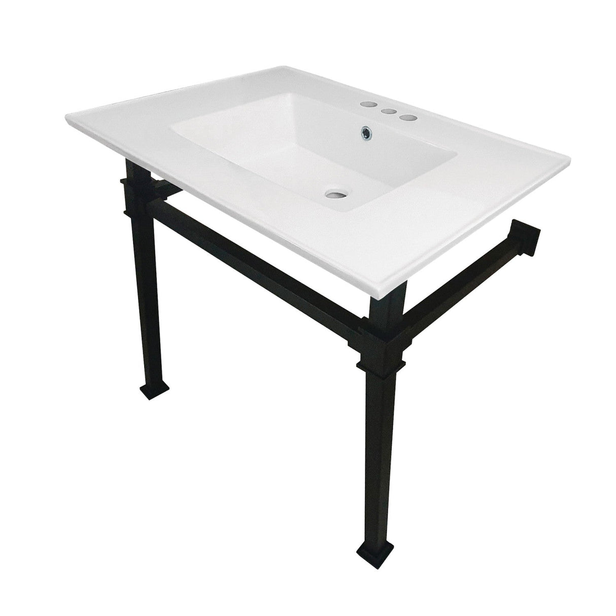 Fauceture KVPB31224Q0 31-Inch Ceramic Console Sink, White/Matte Black